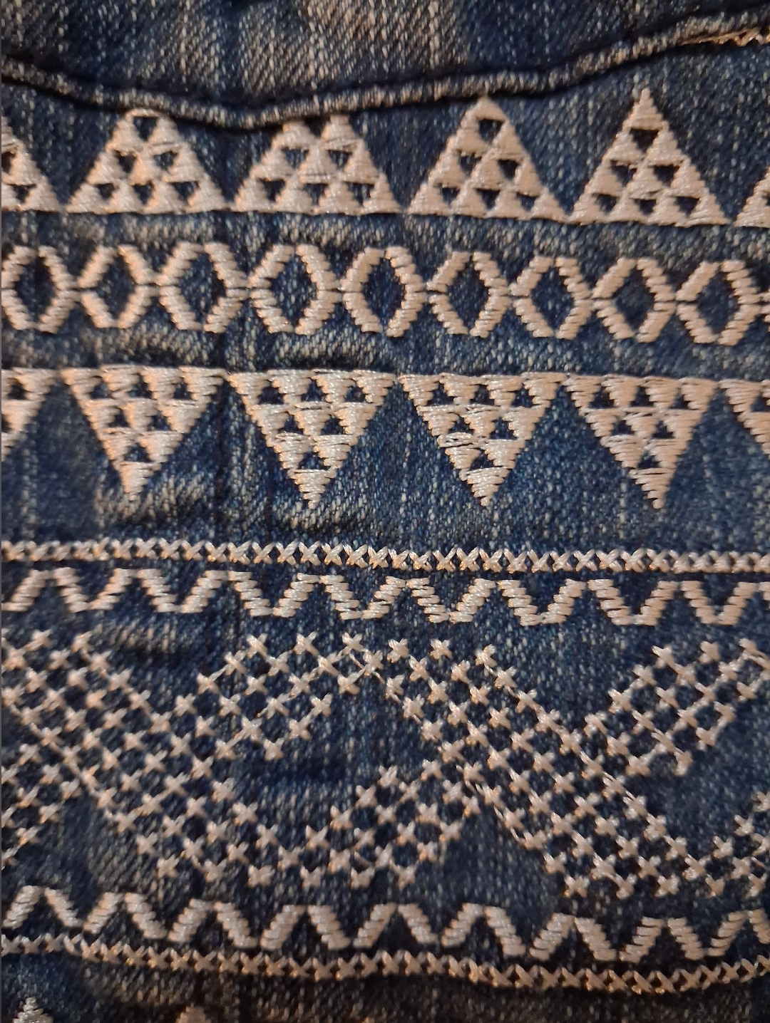 Thread & Supply Denim Jacket With White Embroidery. Womens. Size Medium. — image 7 of 8